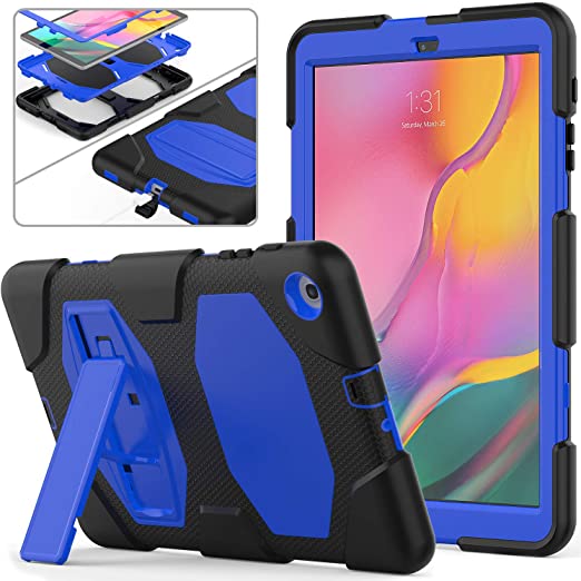 Galaxy Tab A 10.1 2019 Rugged Case with Kickstand, SM-T510/SM-T515 Case, Full Body Heavy Duty Shockproof Protective Case Cover for Samsung Galaxy Tab A Tablet 10.1 Inch 2019 (Blue Black)
