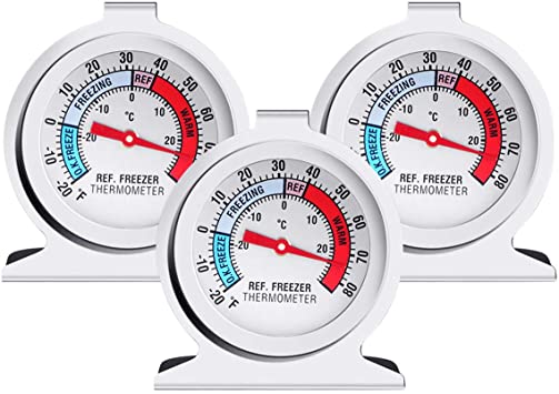 3PCS Refrigerator Freezer Thermometer - Refrigerator/Freezer/Fridge Temperature Cooler - Classic Series Large Dial Thermometer (3)