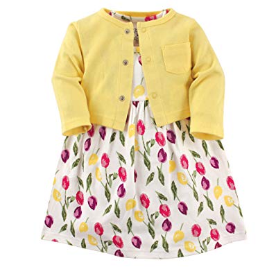 Luvable Friends Baby and Toddler Girl Dress and Cardigan