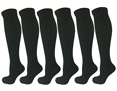 6 Pair Black Small/Medium Ladies Compression Socks, Moderate/Medium Compression 15-20 mmHg. Therapeutic, Occupational, Travel & Flight Knee-High Socks. Women's Shoe Sizes 6-10, Men's Sizes 5-9