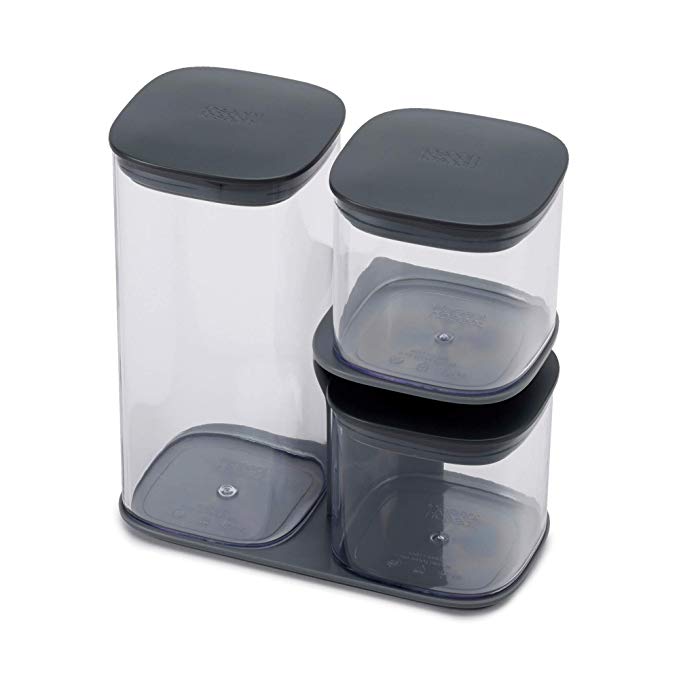 Joseph Joseph Podium 3-Piece Storage Jar Set with Stand - Grey