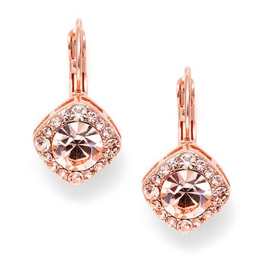 Mariell Tailored Solitaire Drop Earrings with Brilliant Round Crystals in Rose Gold Tone. Loved By All!