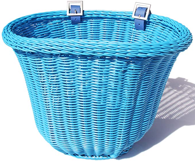 Colorbasket Front Handle Bar Adult Bike Basket, Water Resistant, with Leather Straps