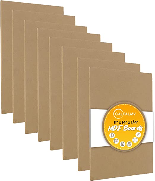 (8-Pack) CalPalmy 11” x 14” MDF Boards - 1/4” Thick Boards for Carpentry, Interior Design, Hobby Crafts, and More - with Smooth, Unfinished Sides and Sanded Edges