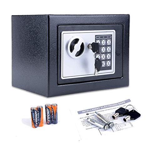 Hurbo Fireproof Digital Safe Security Box Wall with Lock Includes Keys (Black)