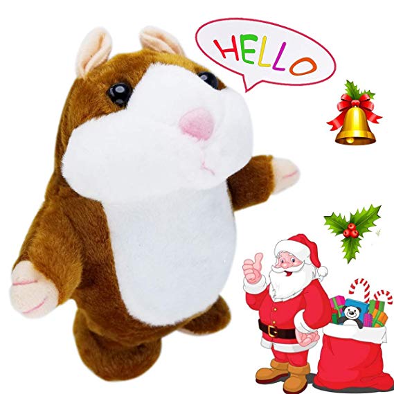 Upgrade Version Talking Hamster Mouse Toy - Repeats What You Say and Can Walk - Electronic Pet Talking Plush Buddy Hamster Mouse for Kids Gift Party Toys (Brown)