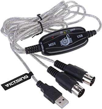 VicTsing USB IN-OUT MIDI Cable Converter PC to Music Keyboard Adapter Cord