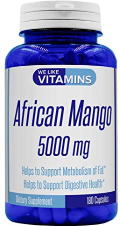 African Mango 5000mg 180 Capsules - Best Value 6 Month Supply of African Mango Capsules – Max Strength Supports Metabolism of Fat and Digestive Health
