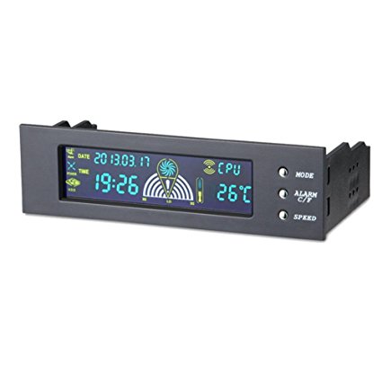 Amebay 5.25 Inch Bay Front LCD Panel 3 Fan Speed Controller CPU Temperature Sensor Computer