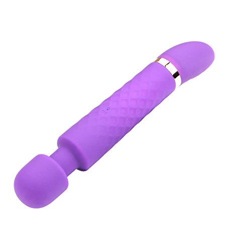 Wand Massager, Waterproof Rechargeable Quiet Powerful Massager (Purple)