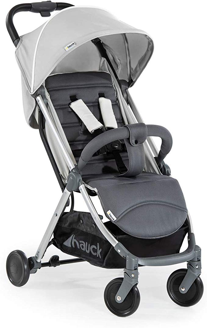 Hauck Swift Plus Lightweight Pushchair up to 18 kg with Lying Position from Birth, Extra Small Folding, Carrying Strap, Large Basket - Silver Grey