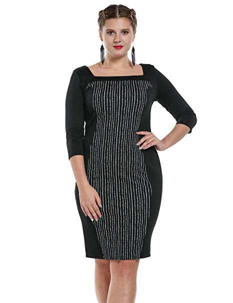 Meaneor Women's Plus Size Wear to Work Cocktail Summer Dress