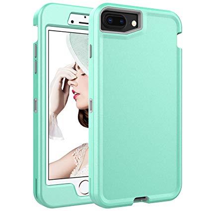 ACKETBOX iPhone 7 Plus Case/iPhone 8 Plus Case/iPhone 6s/6 Plus Case，Hybrid Impact Defender PC Back Case and Hard Bumper TPU Full Body Protective Cover for iPhone 8/7/6s/6 Plus-Green