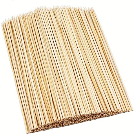 100PCS Natural Bamboo Skewers Bamboo Sticks Skewer Sticks for BBQ, Appetiser, Fruit, Cocktail, Kabob, Chocolate Fountain, Grilling, Crafting, Party Φ=3mm |6inch|8inch|10inch|12inch