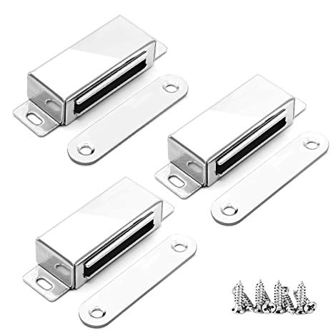Smooth Cupboard Magnets, Onehous 20kg Pull Cabinet Cupboard Magnetic Door Catch Latch with 12 Screws,304 Stainless Steel Door Magnet for Home Furniture, Wardrobe,Kitchen (3 Pack)