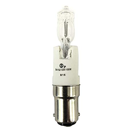 Satco S4361 T4 Long Halogen Lamp 100 Watt BA15d Double Contact Bayonet Base 1600 Lumens 2900K Warm White