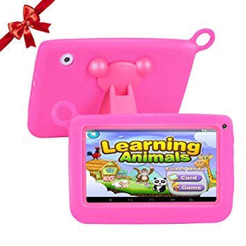 【UPGRADE 】TUFEN Best Tablet for Kids, 7'' HD Display with Silicone Case (1GB RAM   8GB ROM, Android 6.0，Playstore, Youtube, Netflix, IWAWA,Wifi, bluetooth, Double Camera) (Q758 Pink)