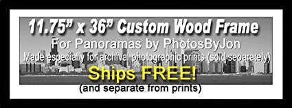 11.75 Inch X 36 Inch Picture / Poster Frame, Wood Black Satin, 1.2-inches wide, Customized for Archival Quality Panorama Prints PhotosByJon 11-3/4 x 36