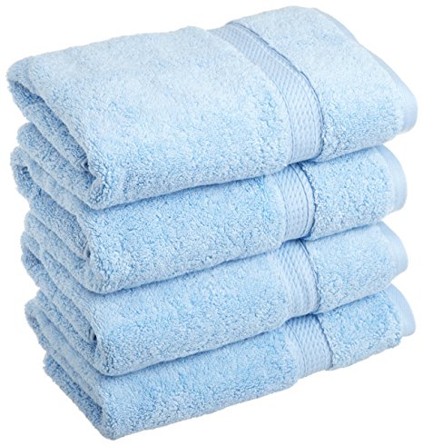 Superior 900 GSM Luxury Bathroom Hand Towels, Made of 100% Premium Long-Staple Combed Cotton, Set of 4 Hotel & Spa Quality Hand Towels - Light Blue, 20" x 30" each