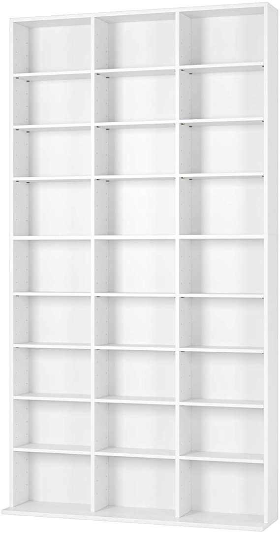 Homfa CD DVD Storage Shelf Media Storage Tower Unit Display Shelves Tall Bookcase Adjustable Shelving Unit CD Organiser 102.5x16x190cm