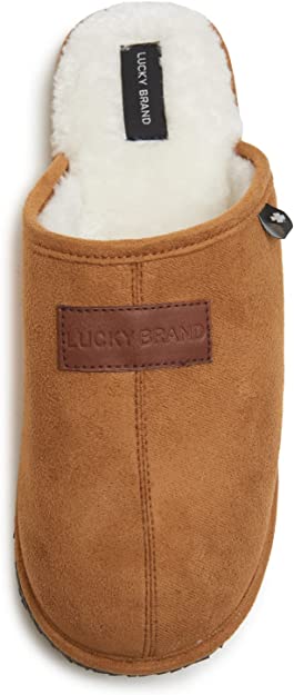 Lucky Brand Micro-Suede Scuff Indoor Slippers for Men with Plush Lining