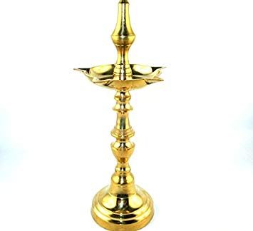 M'VIR Tall Brass Diya Hindu Puja Spiritual Kerala Deepam Home Décor Oil Lamp