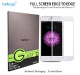 Apple iPhone 6S6 47inch Full Screen Design Covering Edge to Edge Full Screen Tempered Glass Screen Protector by BELUGA Protect Your Screen from Scratches and Drops - Maximize Your Resale Value - 9999 Clarity and Touchscreen Accuracy- 03mm - 25D Rounded Polished Edges - Including Back Protective Film White Edge