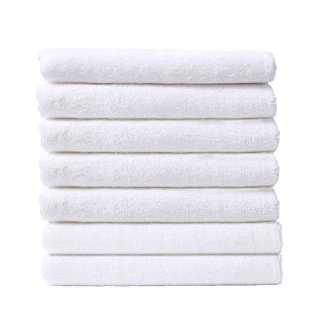 Extra Soft Microfiber Face Cloths for Bath White Washcloths Facial Remover Cloth for Bathroom with Hangable Loop 7 Pack 12" x 12" White