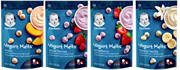 Gerber Graduates Yogurt Melts - Variety Pack - Bundle of 4 (Banana Vanilla, Peach, Strawberry, Mixed Berries)