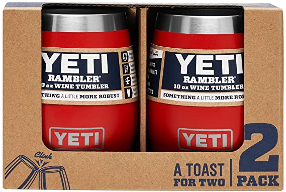 YETI Rambler 10 oz Wine Tumbler, Vacuum Insulated, Stainless Steel, 2 Pack, Canyon Red