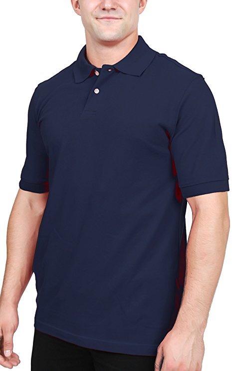 Utopia Wear Men's Cotton Blend Solid Polo Shirt (Medium, Navy)