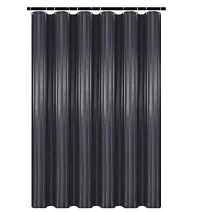 Biscaynebay Fabric Shower Curtain or Liner, Damask Stripes Waterproof and Water Resistant Bathroom Curtain Set, 72 by 72 Inch, Stripe Charcoal