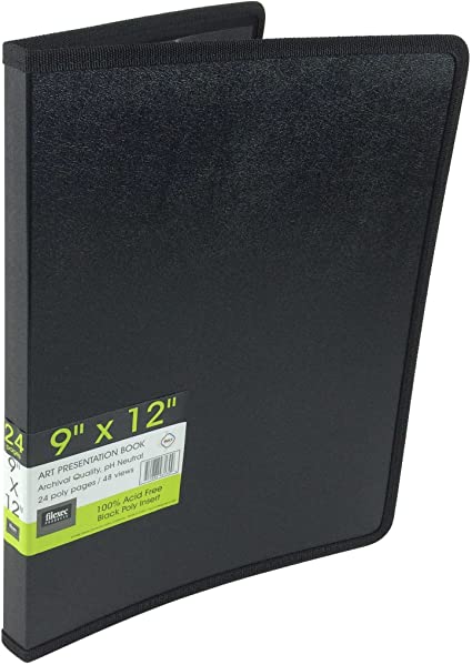 Filexec Products Art Presentation Book, 9"x12", 24Page/48 Views (93130),Black