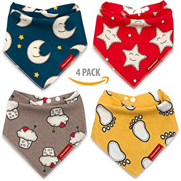 Baby Bibs Bandana Drool Bib 4 Pack Gift Set | Soft 100% Cotton, Super-Cute Reversible Designs, Unisex for Boys or Girls