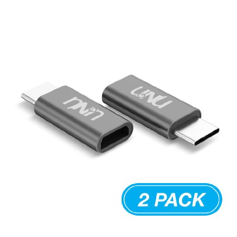 Type C Adapter, UNU USB-C to Micro USB Aluminum Adapter (USB-C to USB-A) Convert Connector for LG G5, Nexus 5X, Nexus 6P, OnePlus 2, Other Type-C Devices ,Meet USB Type-C Standard (2-Pack, Grey)
