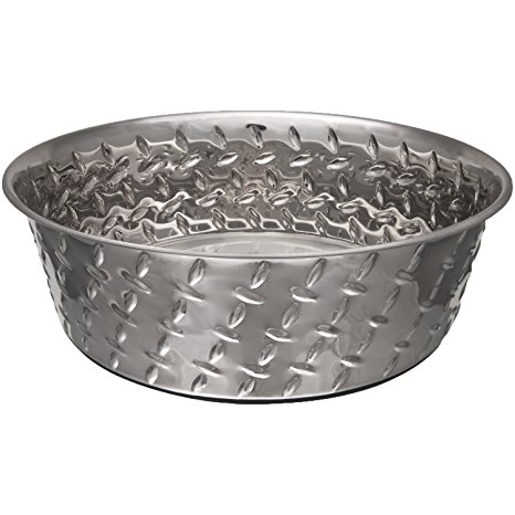 Loving Pets Diamond Plated Dog Bowl with Non-Skid Bottom