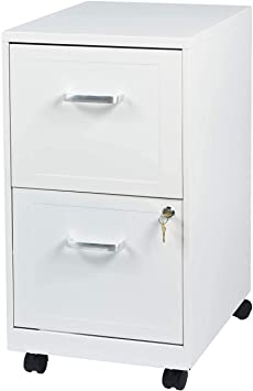 2 Drawer Home Office Mobile File Cabinet, BHBL Locking Filing Cabinet Commercial Vertical Cabinet for A4 or Letter Size Hanging File Folders (White)