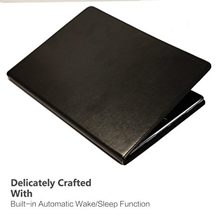 Tranesca Premium Leather Smart Case for Apple iPad Pro 9.7 with auto-wake/sleep function and built-in Apple Pencil holder 2016 Version(Not for iPad Air or iPad Mini),Velvet Black