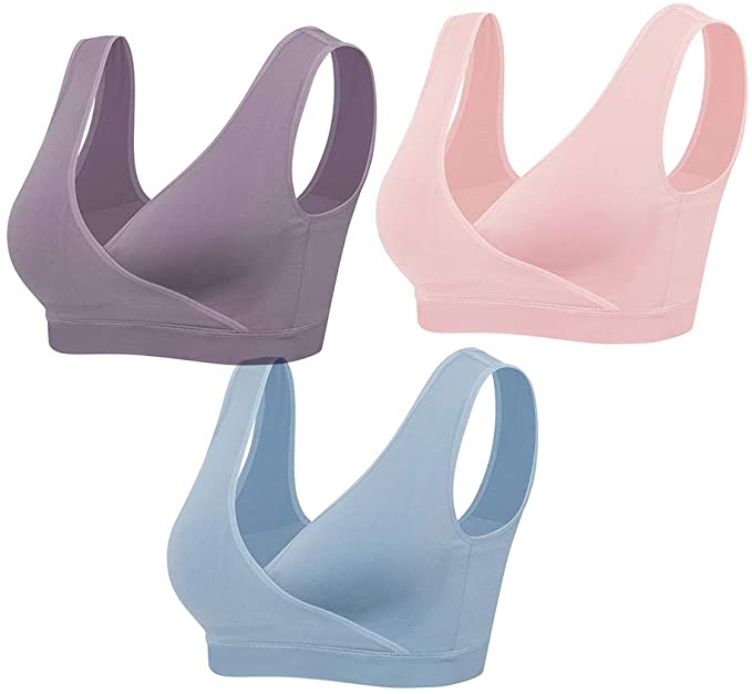 Lemef Nursing Sleep Bras Wirefree Maternity Breastfeeding Bras 3 Pack