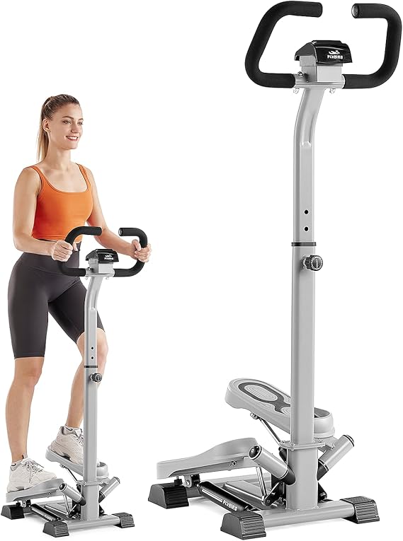 FLYBIRD Stepper for Exercises, Stair Stepper with Handlebar, Twist Stepper for Leg Workout, 330LB Weight Capacity, Low-Impact Home Cardio Machine Suitable for Beginners Gray