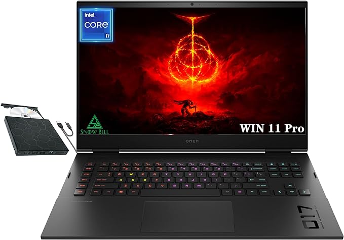 HP 2022 OMEN O17 17.3" 165Hz Gaming Laptop, Intel 12th Core i7-12700H, 64GB DDR5 RAM, 4TB PCIe SSD, NVIDIA GeForce RTX 3070Ti, RGB Backlit Keyboard, Win 11 Pro, Shadow Black, Hotface DVD-RW USB Hub