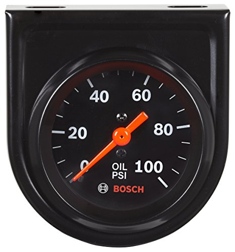 Bosch SP0F000052 Style Line 2" Mechanical Oil Pressure Gauge (Black Dial Face, Black Bezel)