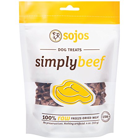 Sojos Simply Raw Freeze Dried Grain Free Dog Treats, 4-Ounce Bag