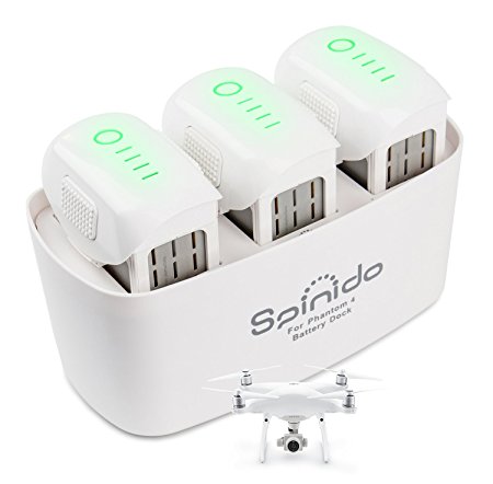 Spinido 3 in 1 DJI Phantom 4/4 Pro Battery Charging Hub Dock- For Intelligent Flight Battery (5350mAh / 5870mAh), White