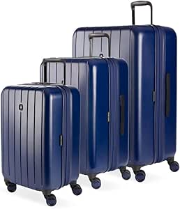 SwissGear Waderlust Pro Hardside Expandable Luggage with Spinner Wheels, Navy, 3-Piece Set (20/24/28)