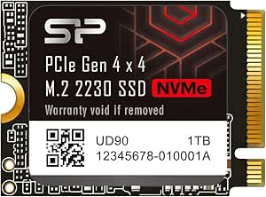 Silicon Power SU01KGBP44UD9007MM 1 TB UD90 2230 NVMe 4.0 Gen4 PCIe M.2 SSD R/W bis zu 5.000/3.200 MB/s Solid State Drive kompatibel mit Steam Deck