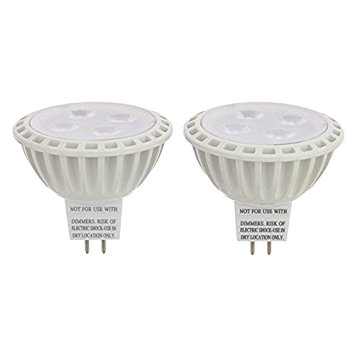 LEDwholesalers MR16 UL Listed 5-Watt (35W Equivalent) LED Spot Light with Interchangeable Wide Angle Flood Lens 12V AC/DC (2-Pack), Warm White, 1245WW