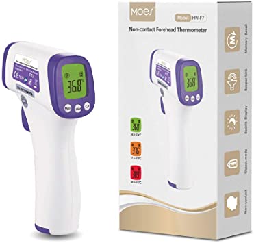 Forehead Thermometer,Non-Contact Infrared Forehead °F/°C Digital Thermometer Fever Alarm and Memory Function for Anyone with Accurate LCD Display （Battery not Include）