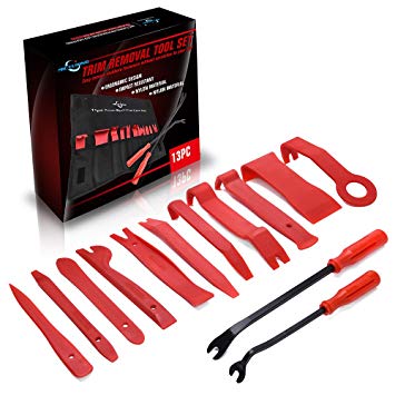 MICTUNING 13pcs Auto Trim Removal Tool - Car Interior Door Panel Strong Removal Kit - 2 Fastener Removers & Portable Bag