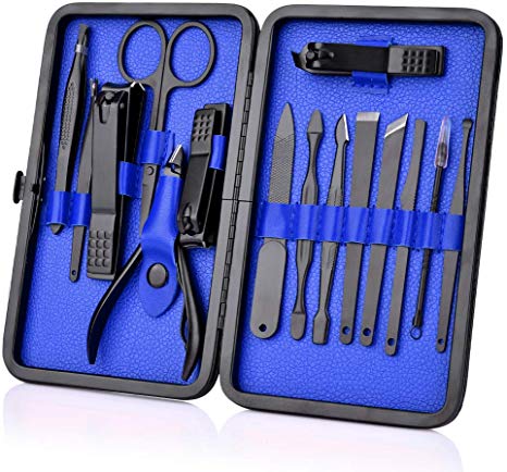 15 in 1 Manicure Set, HailiCare Stainless Steel Personal Care Manicure Pedicure Ear Pick Nail - Clippers Set (Blue)